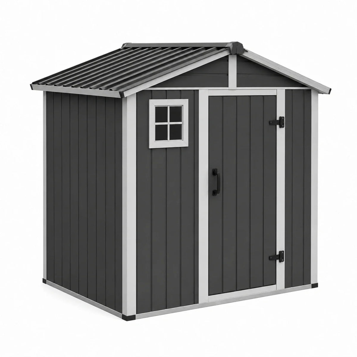 Abri de jardin en plastique gris et blanc avec toit incliné 200x130x192cm