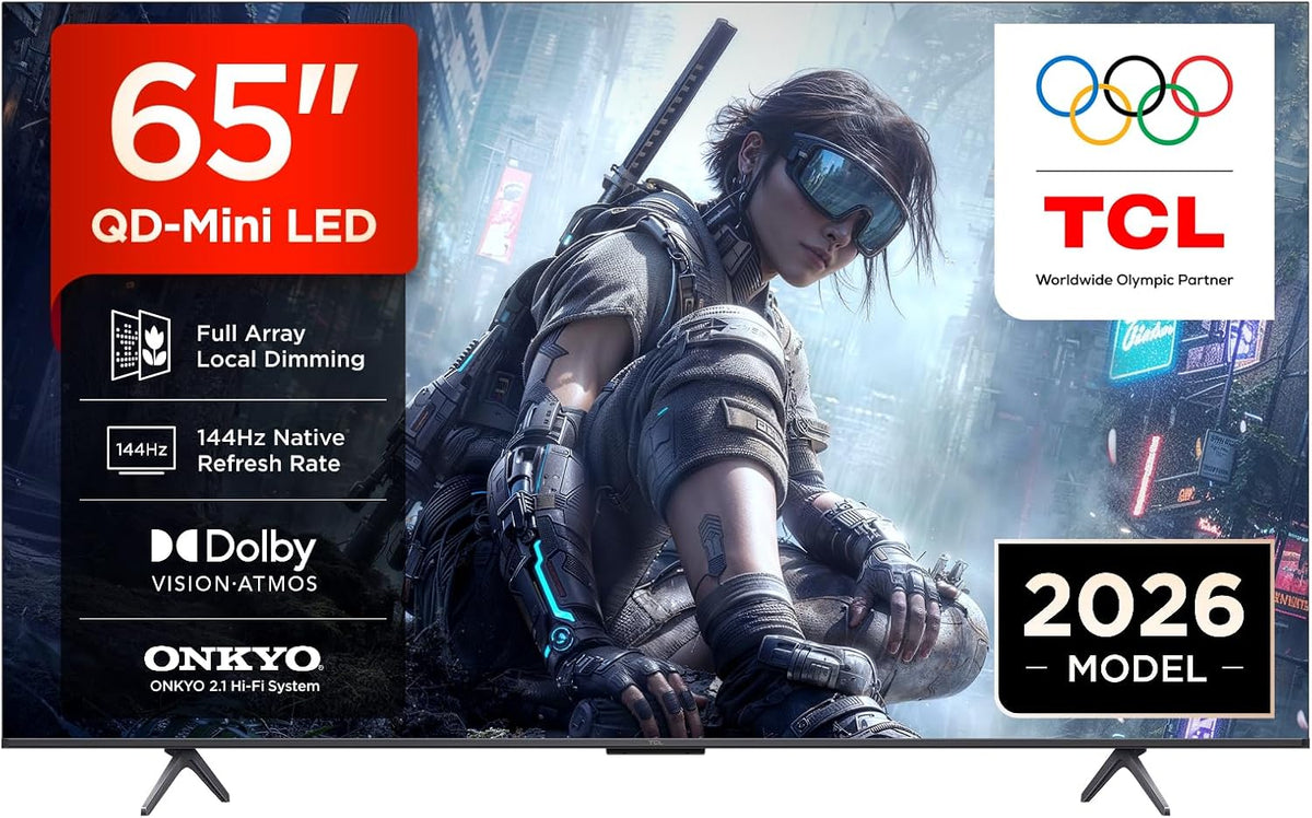 TCL 65T8D 65 téléviseur, 55 pouces, 144 Hz, avec éclairage LED, commande intelligente, QLED, 4K, Google TV, Dolby Vision, commande vocale