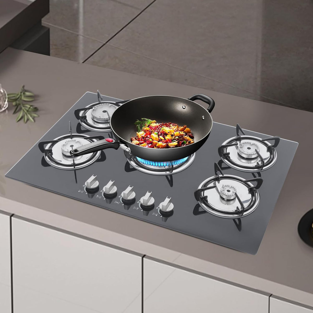 Table de cuisson, à gaz, encastrable, 5 feux, Aohuada