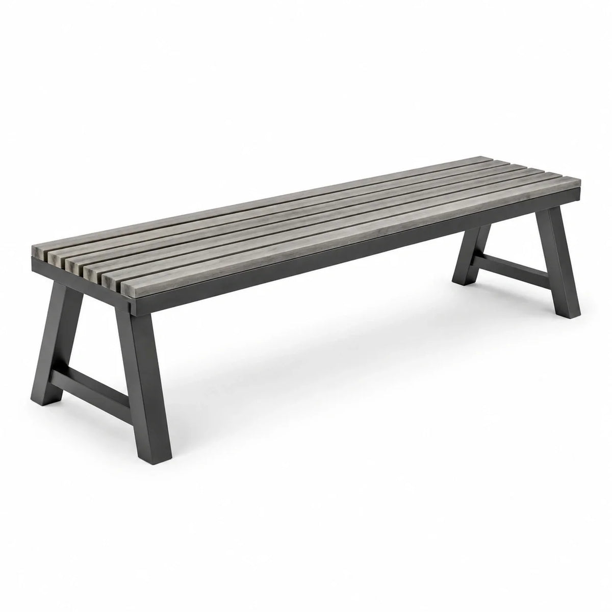 Banc extérieur en aluminium et bois composite gris 180 cm