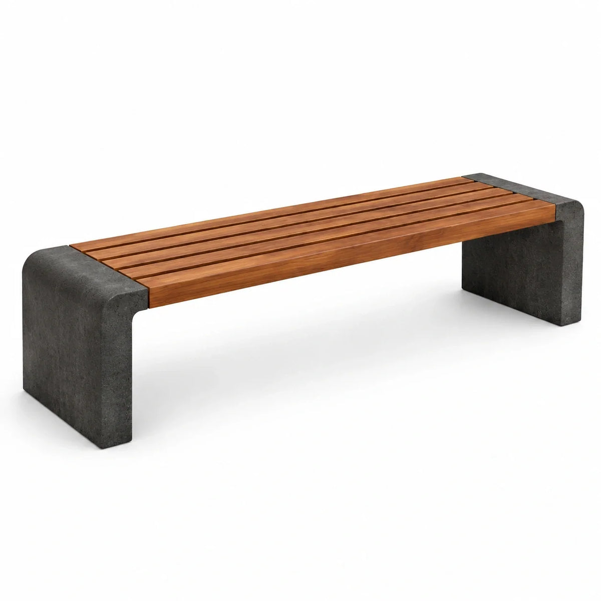 Banc extérieur en bois de teck et béton 180 cm