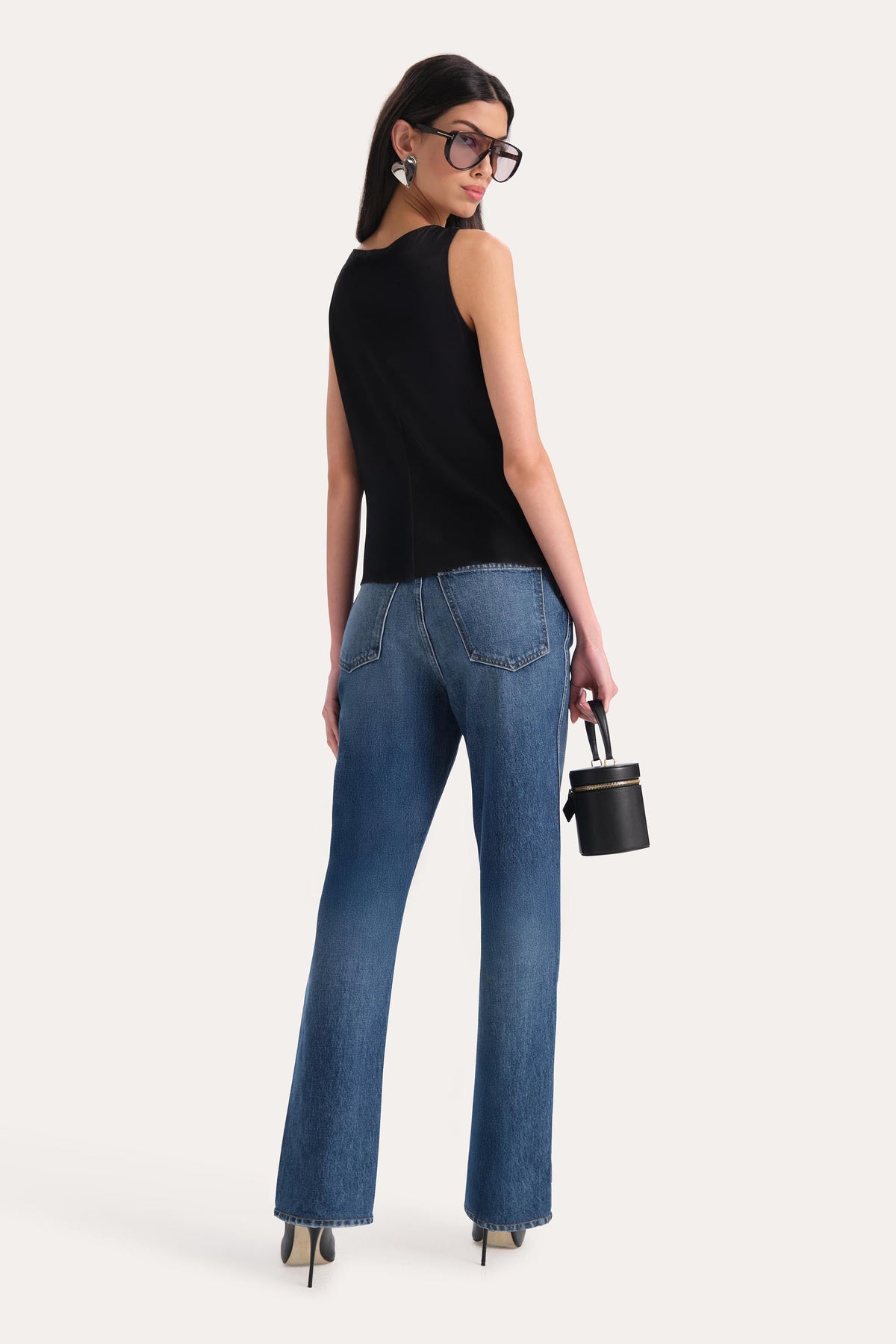 Silk Satin Sleeveless Ruffle Top