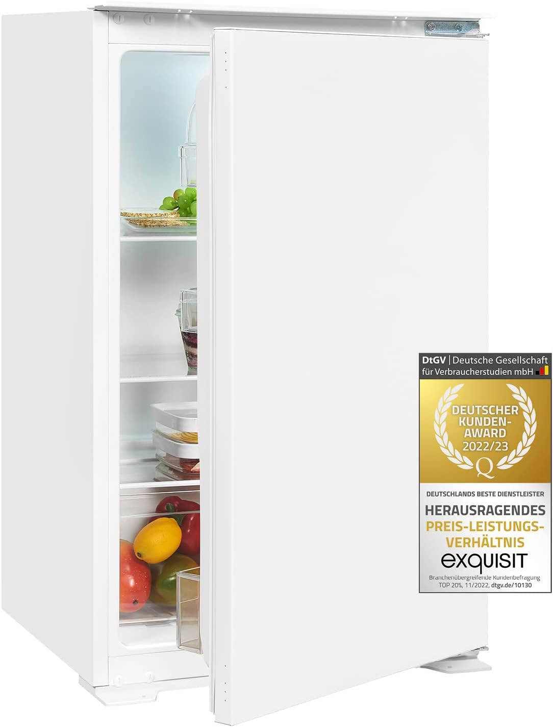 Réfrigérateur EKS131-V-040E, 88,0 × 54,0 × 54,0 cm, 129 L, avec éclairage LED, encastrable, Exquisit