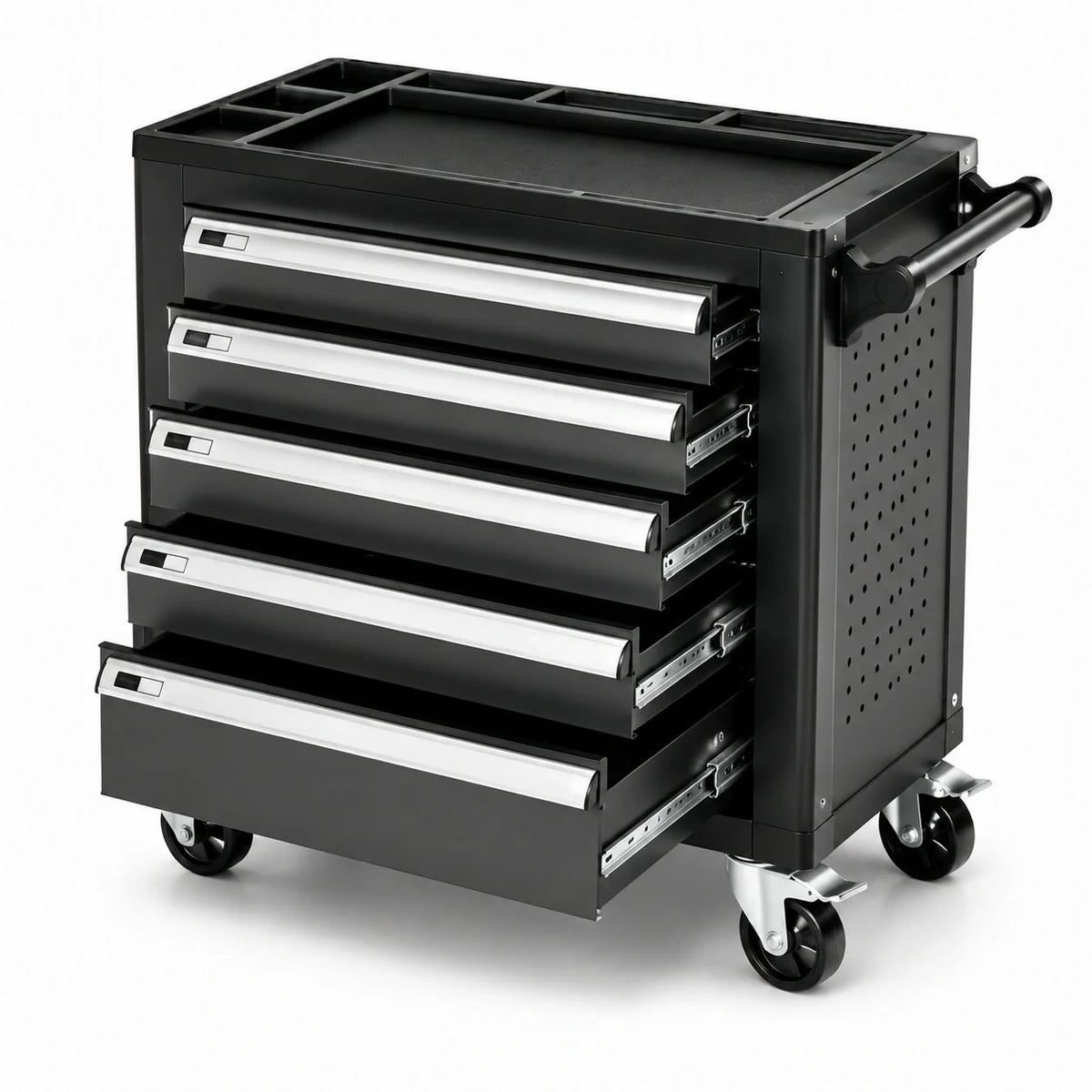 Chariot à outils en métal avec 5 tiroirs noir