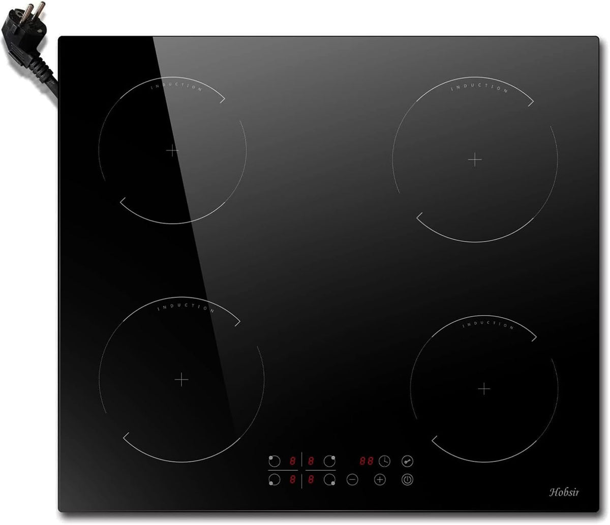 Table de cuisson, 52 × 59 cm, 3500 W, induction, 4 feux, Hobsir hob