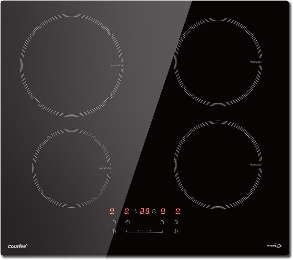 Table de cuisson, 12 cm, 7400 W, noir, induction, 4 brûleurs, Comfee
