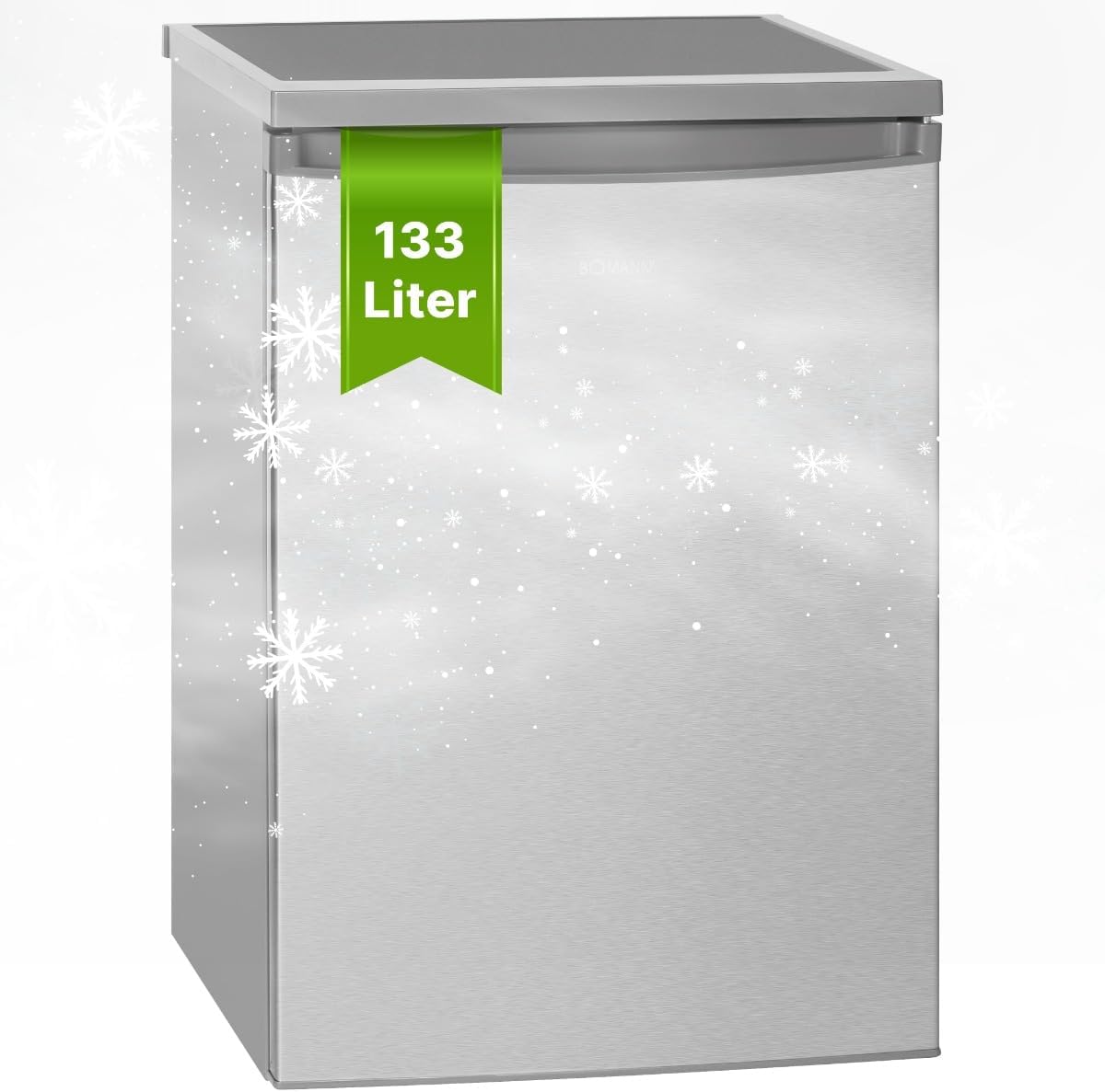 Mini-réfrigérateur VS 2185-1, 133 L, avec éclairage LED, acier inoxydable, pose libre, Bomann