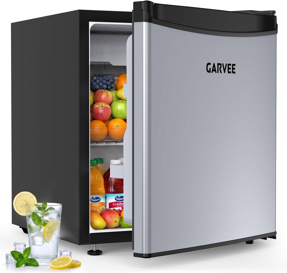 Mini-réfrigérateur, 44,9 × 47 × 50,1 cm, 45 L, 0–18 °C, 41 dB, réglable, avec tiroirs, acier inoxydable, compact, 5 niveaux, GarveeLife