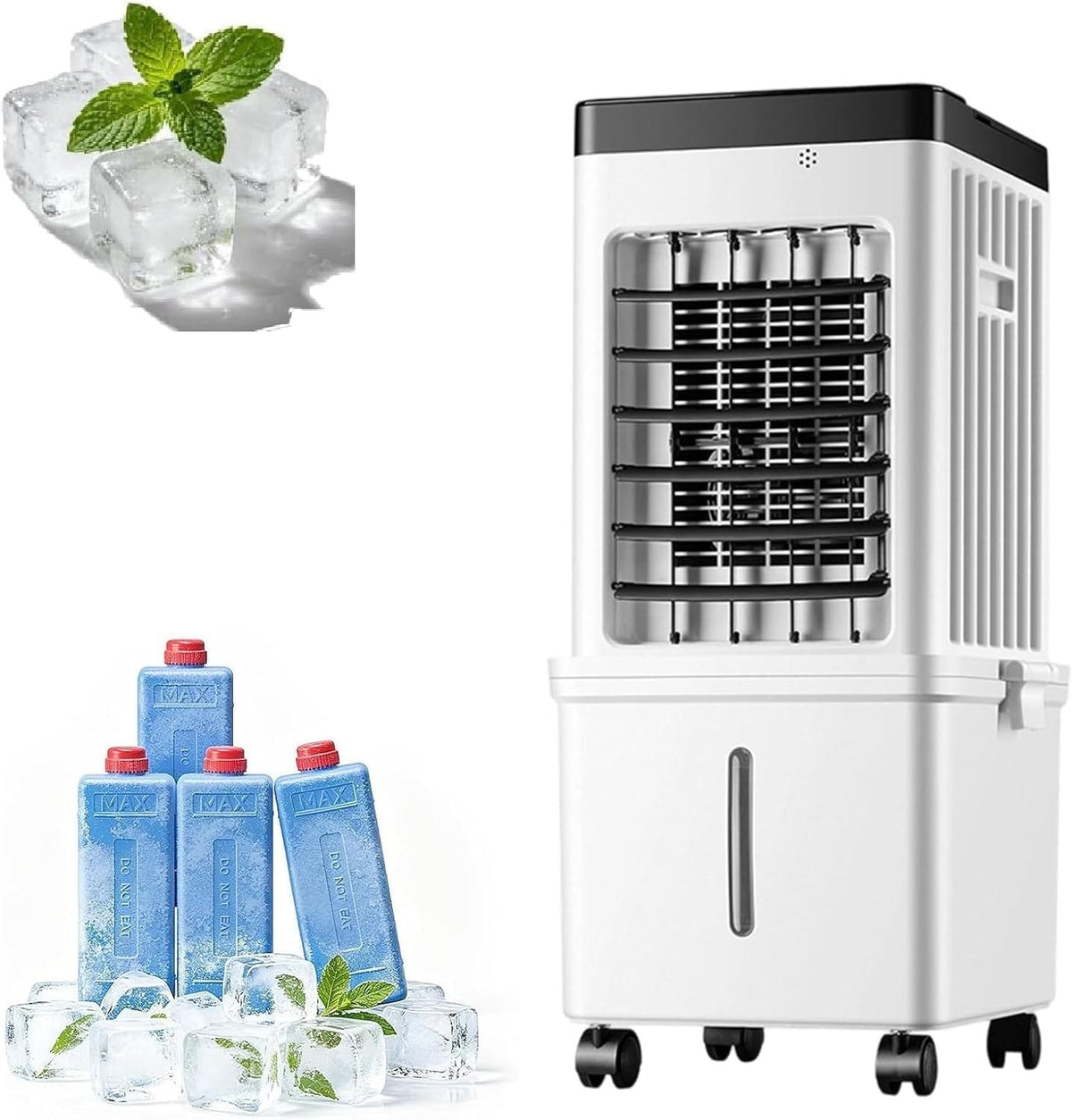 Rafraîchisseur d'air évaporatif 7.5H, 15 L, 75 W, 40 dB, avec télécommande, mobile, pour le bureau, pour la chambre