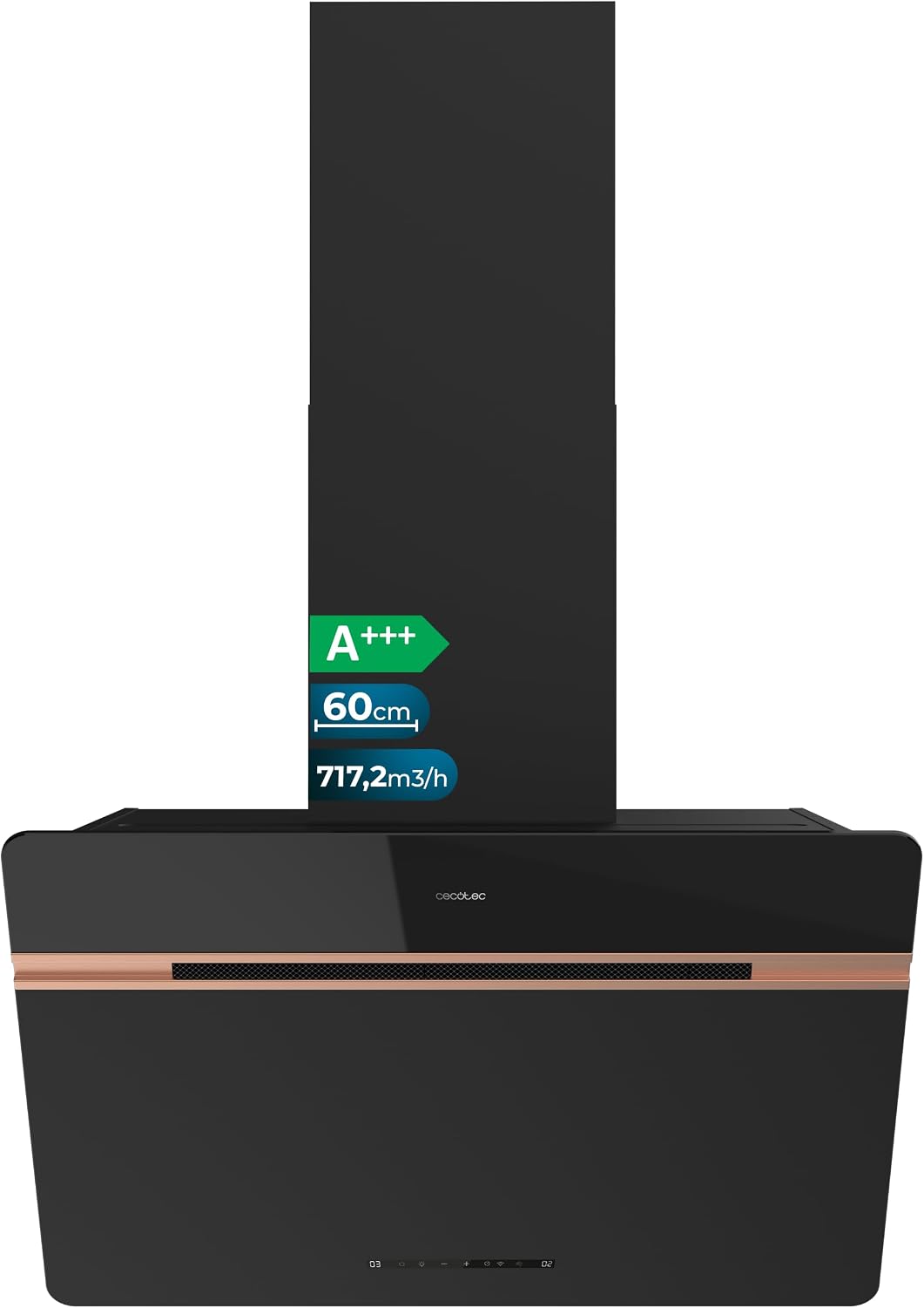 Cecotec DT 607500 hotte aspirante, 60 cm, 717,2 m³/h, aluminium, verre