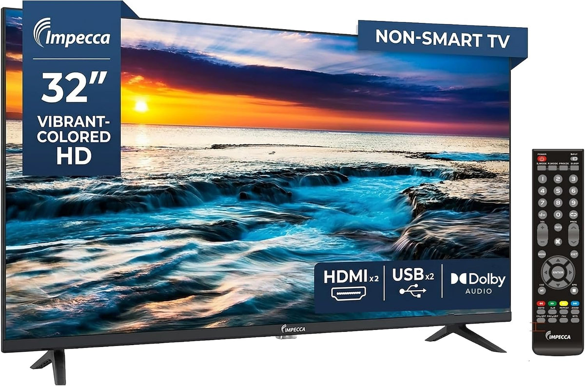 Téléviseur, 32 pouces, avec éclairage LED, avec télécommande, Impecca