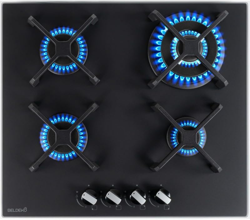 Table de cuisson, 8000 W, noir, 4 feux, BELDEKO