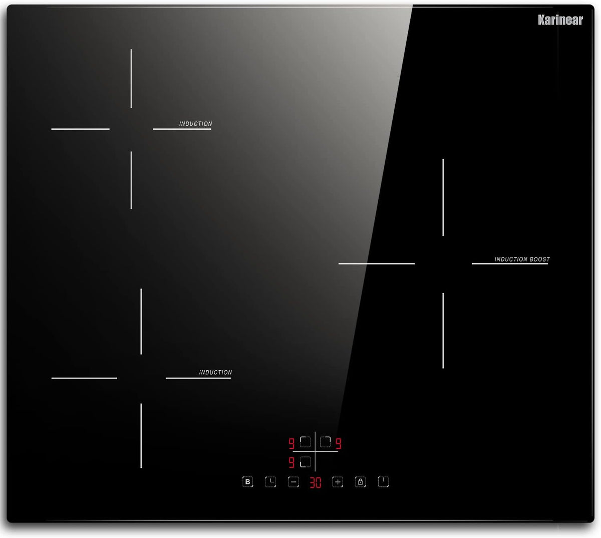 Table de cuisson, 60 cm, induction, encastrable, 3 feux, Karinear