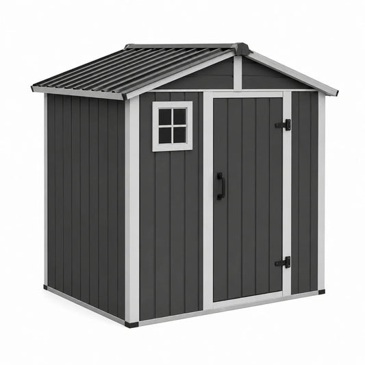 Abri de jardin en plastique gris et blanc avec toit incliné 200x130x192cm