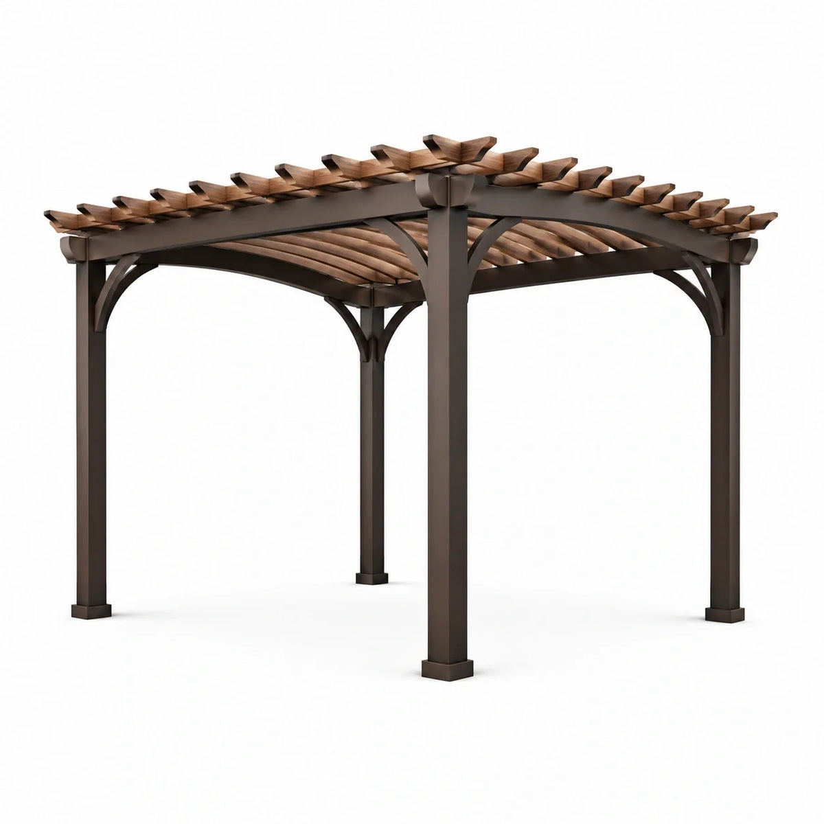 Pergola en aluminium et cèdre 300x300 cm marron