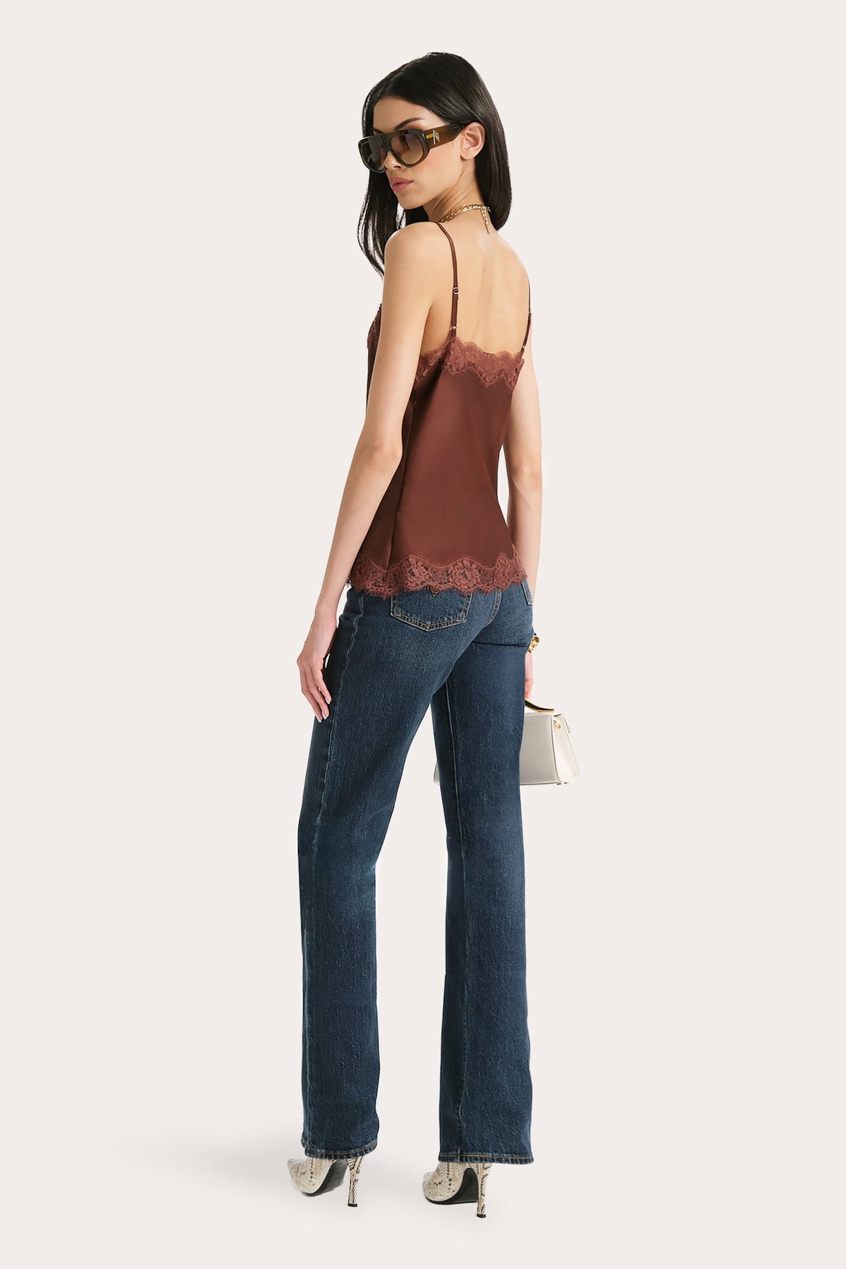 Brooke Silk Charmeuse Lace Trim Cami
