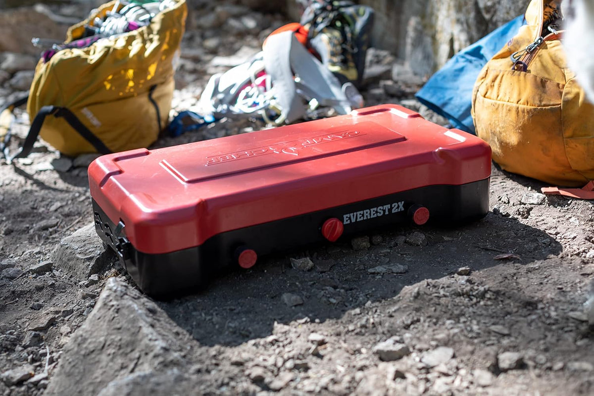 Mountain Series Everest 2X - High Output Two-Burner Camp Stove - Lid Doubles as Windscreen - Portable Cooking Stove - For Outdoor Cooking - 20,000 BTU Burners - 215 Sq In Cooking Area
