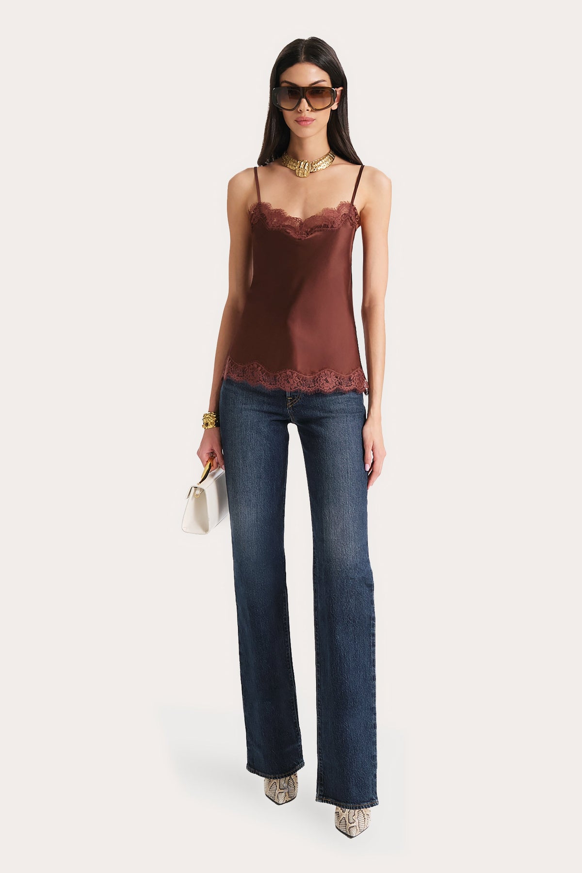 Brooke Silk Charmeuse Lace Trim Cami