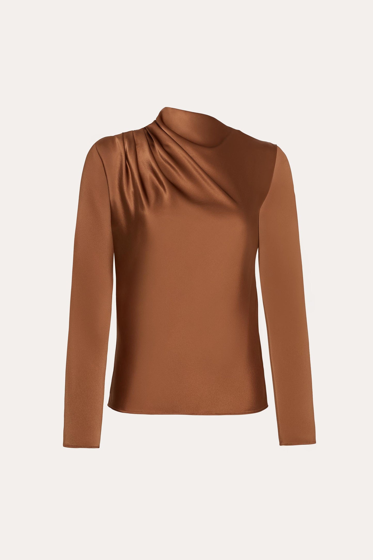 Leah Silk Charmeuse Ruched Long Sleeve Shirt
