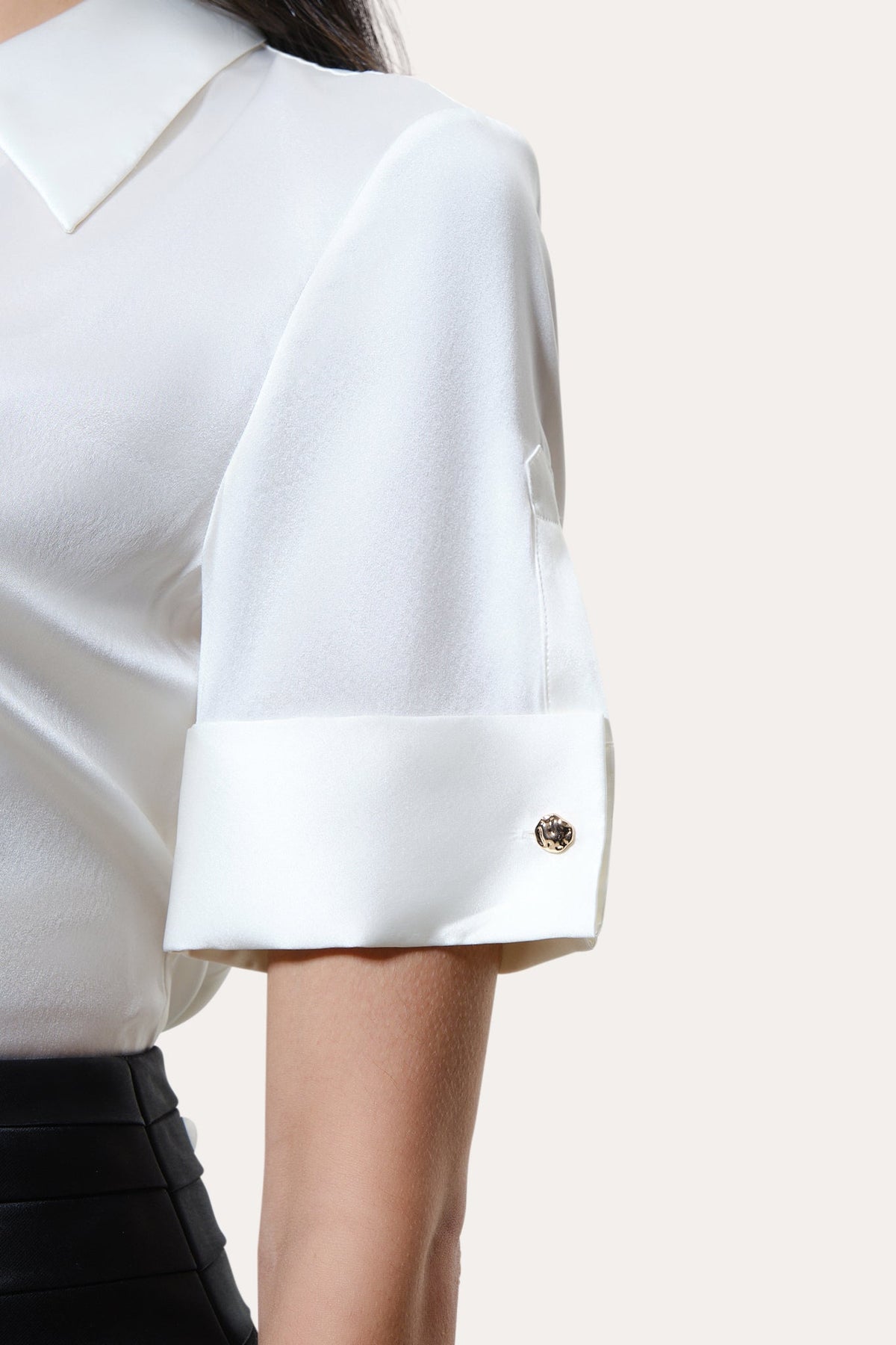 Sylvie Silk Charmeuse Short Sleeve Shirt