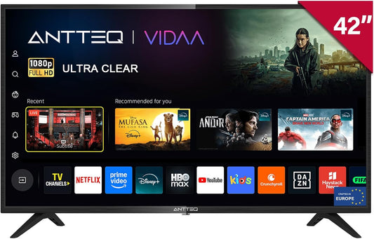 Téléviseur AV42F3, 106 cm, 42 pouces, avec éclairage LED, avec Wi-Fi, commande intelligente, Antteq