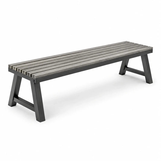 Banc extérieur en aluminium et bois composite gris 180 cm