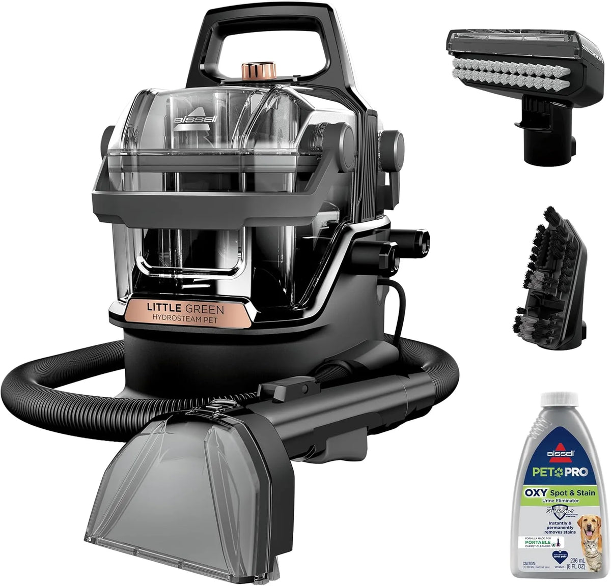 Green HydroSteam Multi-Purpose Portable Carpet and Upholstery Cleaner, Car and Auto Detailer, 3618, Black and Copper Harbor
