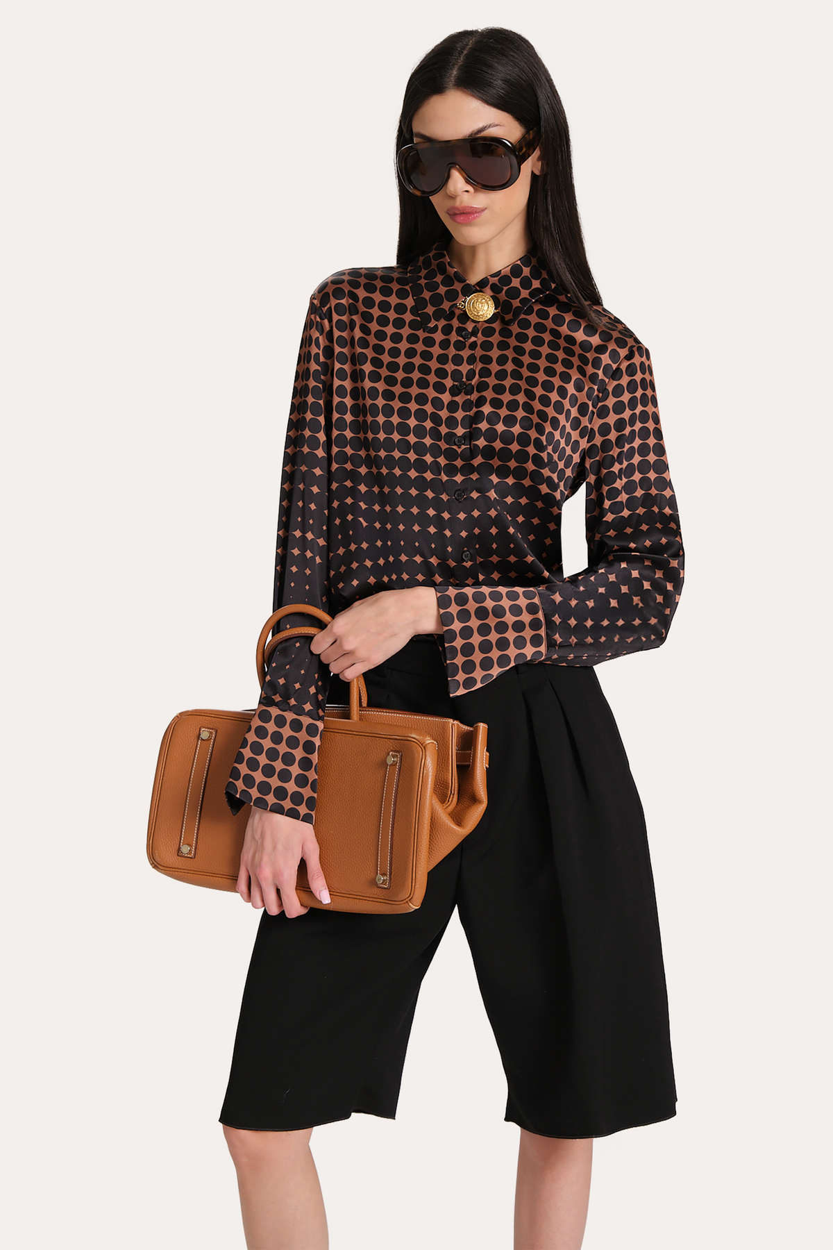 Morgan Silk Charmeuse Dot Shirt