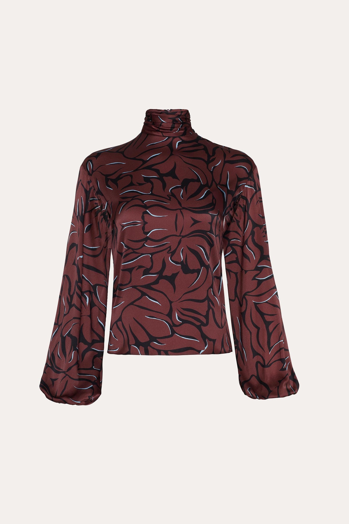 Naya Silk Charmeuse Coral Print Blouse