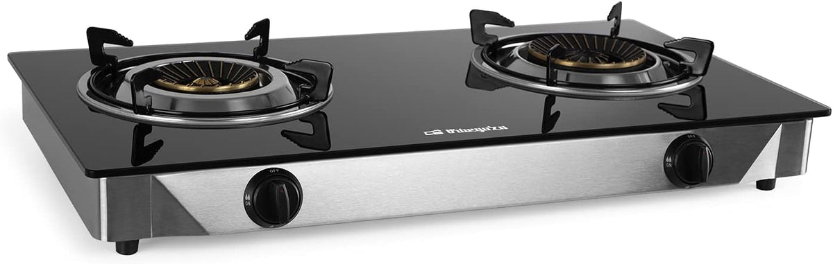 Cuisinière FO 2720, 71 × 13 × 41 cm, acier inoxydable, à gaz, propane, 2 brûleurs, Orbegozo