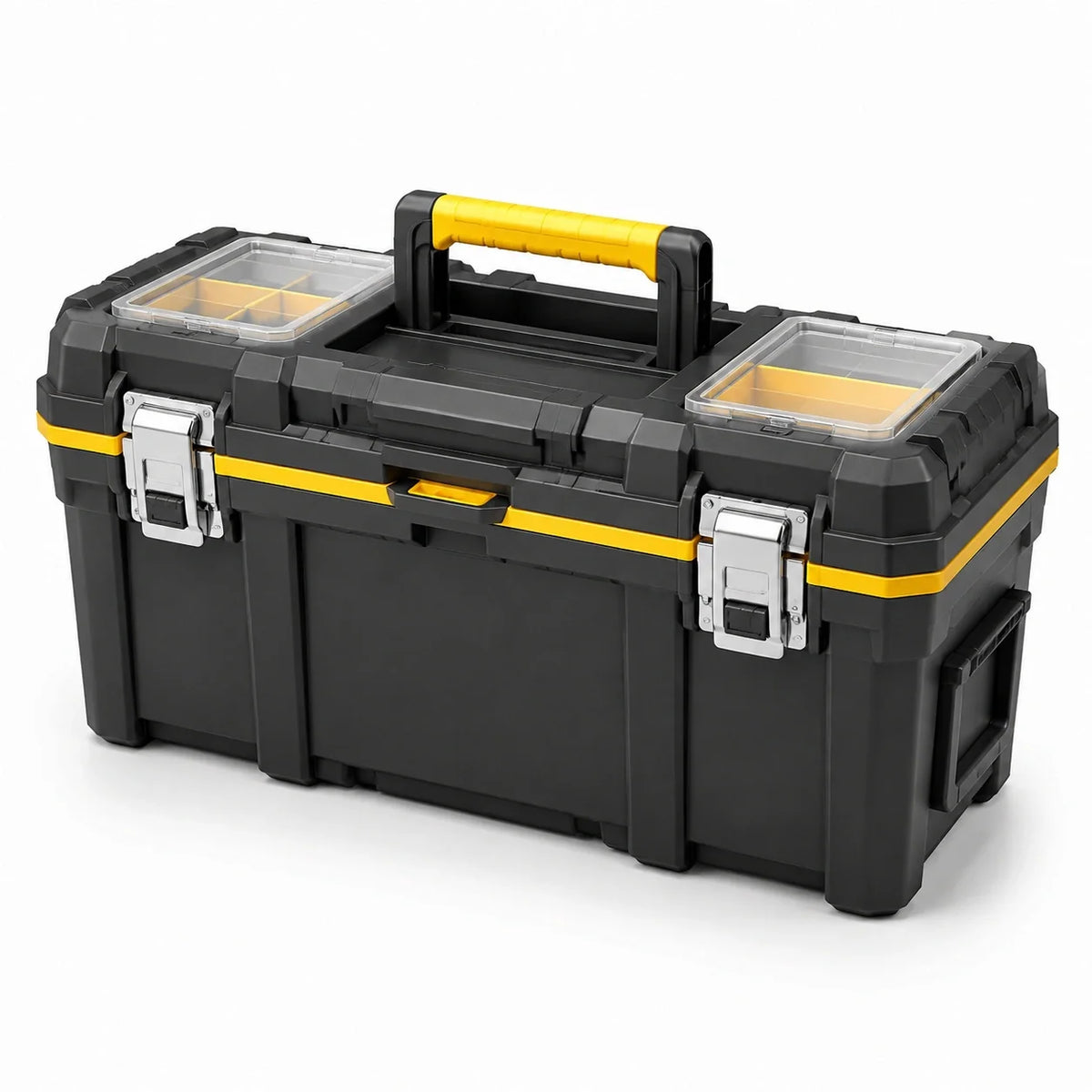 Boîte à outils en plastique noir et jaune avec organiseurs intégrés 60cm x 28cm x 30cm
