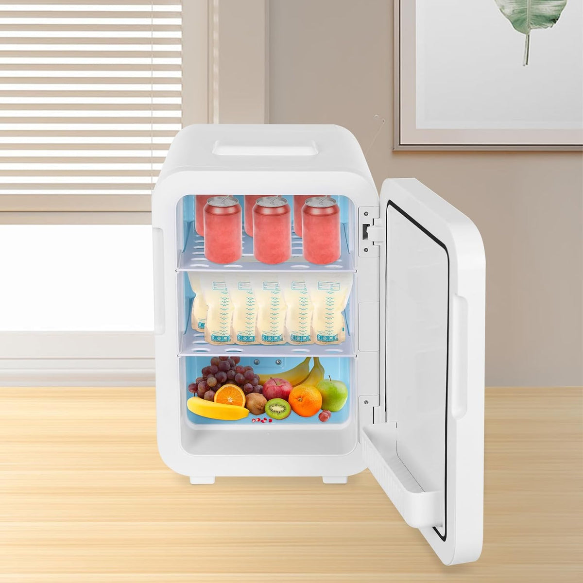 Mini-réfrigérateur CC/220, 20 L, 12 V, 220 V, avec éclairage LED, pour le bureau, pour la chambre, Chelngveo