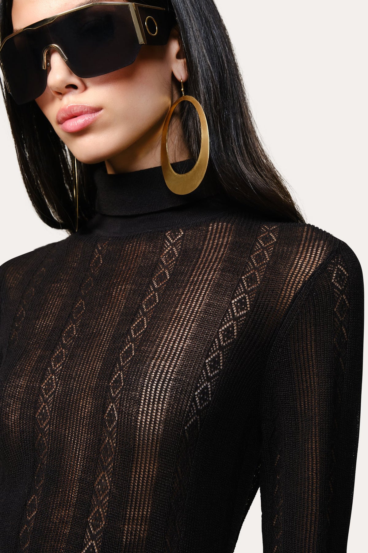 Silk Pointelle Turtleneck Sweater