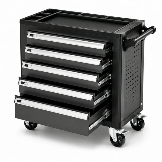 Chariot à outils en métal avec 5 tiroirs noir