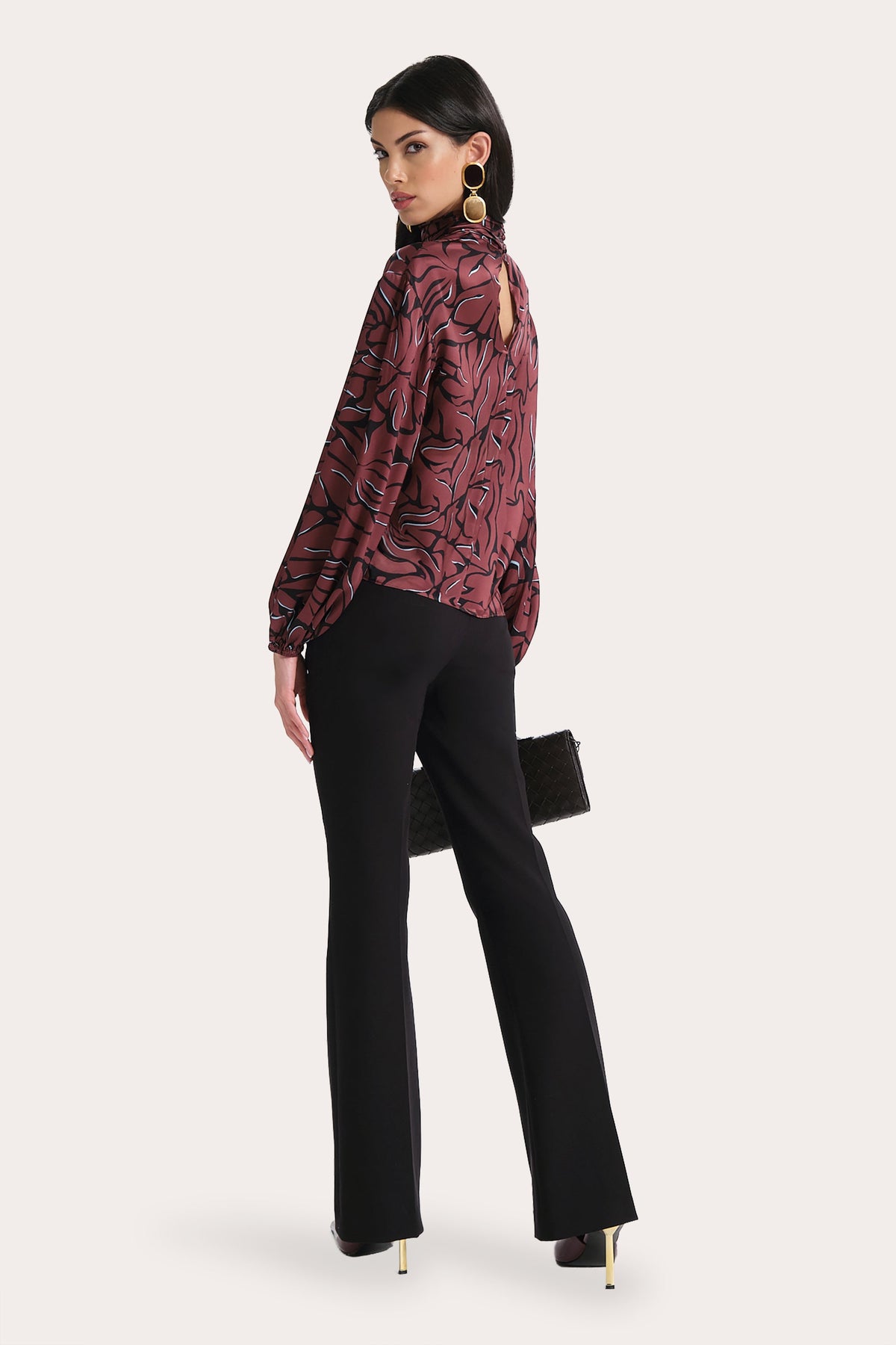 Naya Silk Charmeuse Coral Print Blouse