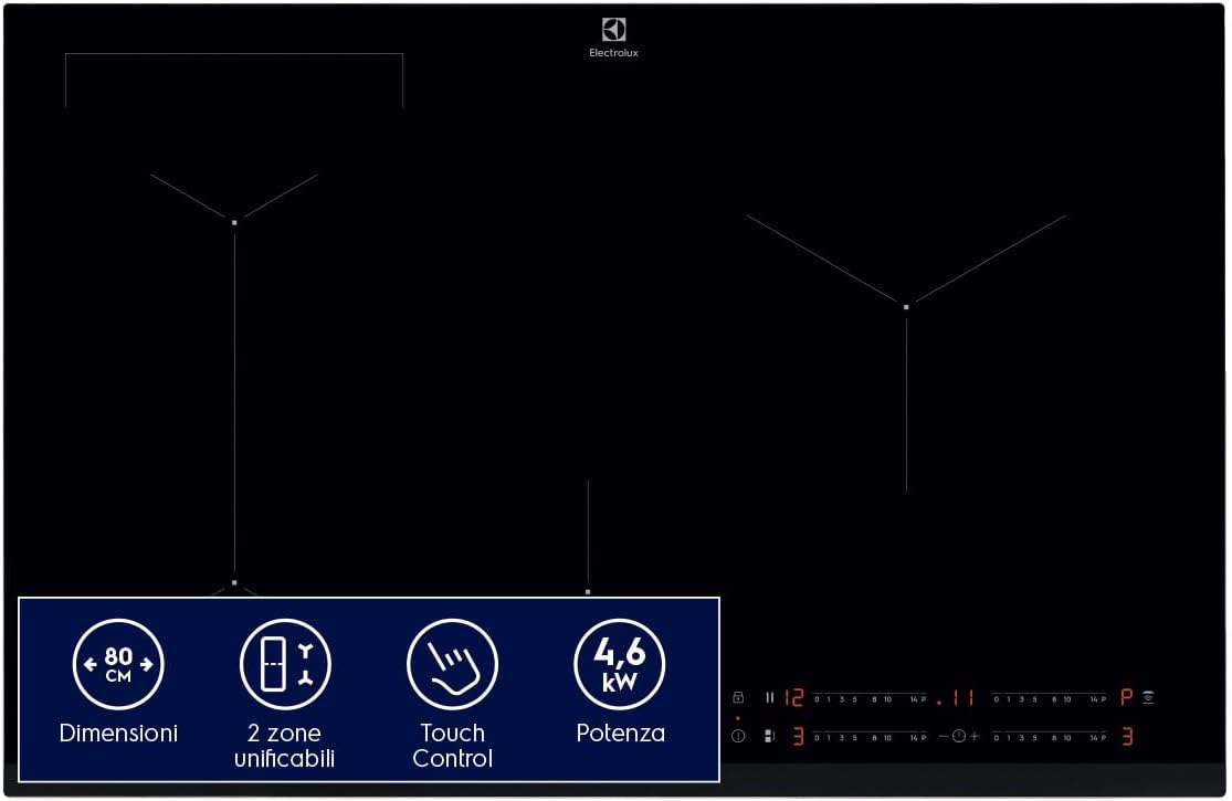 Electrolux LIL83443 table de cuisson, 780 × 520 mm, noir