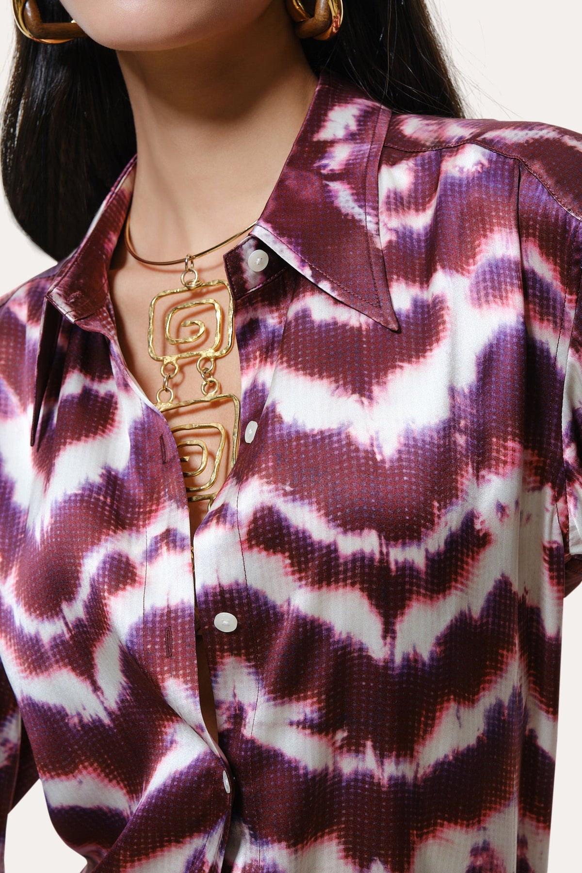 Lila Ikat Silk Button Down