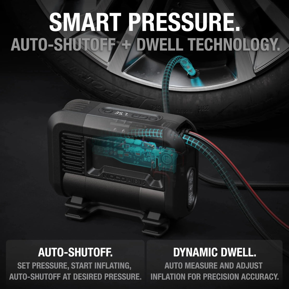 UltraFast 15A Tire Inflator, 12V Portable Air Compressor Pump, Rated at 80 PSI, Inflates Tires from 0-40 PSI in 2.9 Minutes with a Digital Gauge, Smart Pressure and Auto-Shutoff