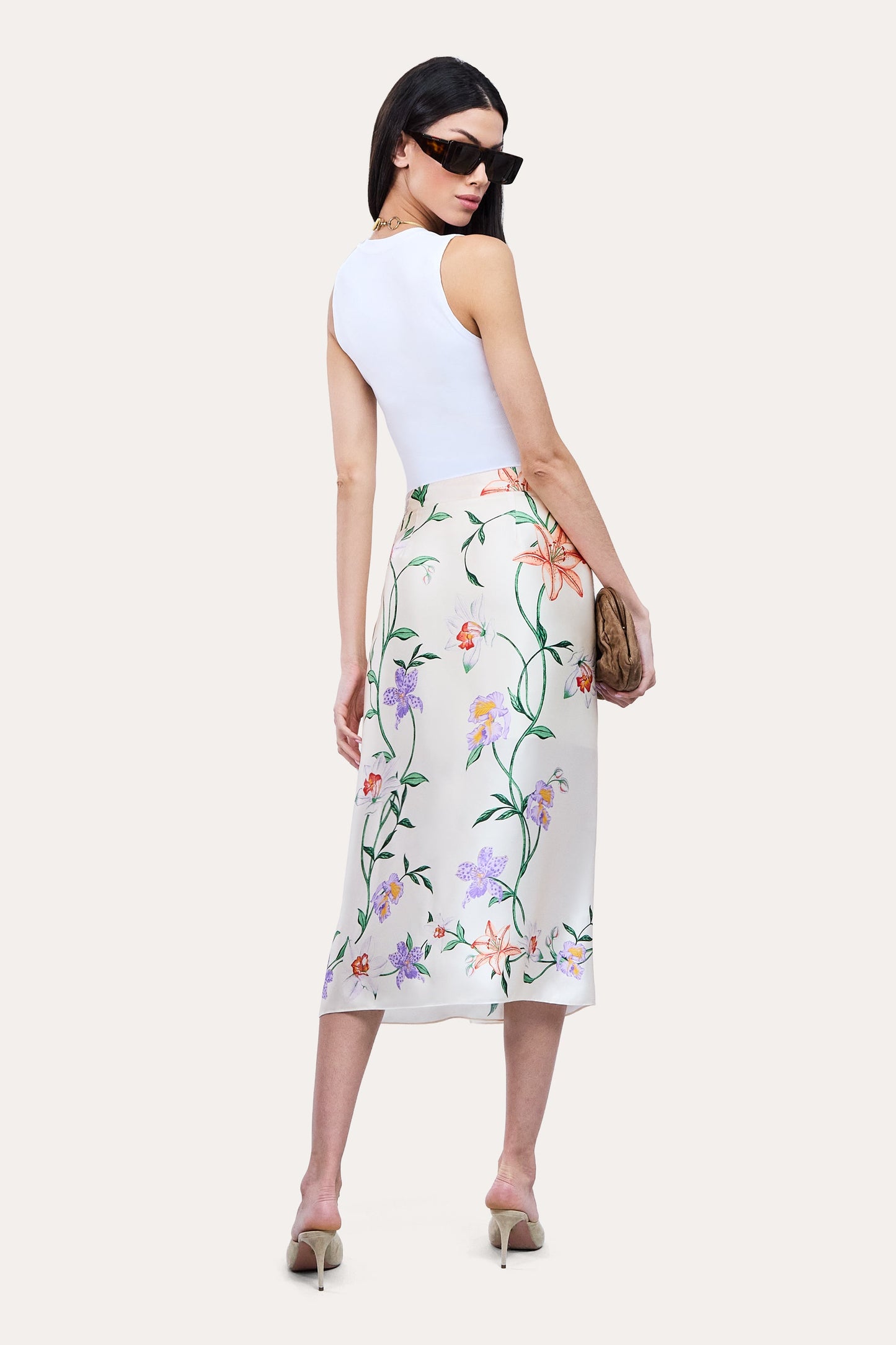 Frances Floral Silk Midi Skirt