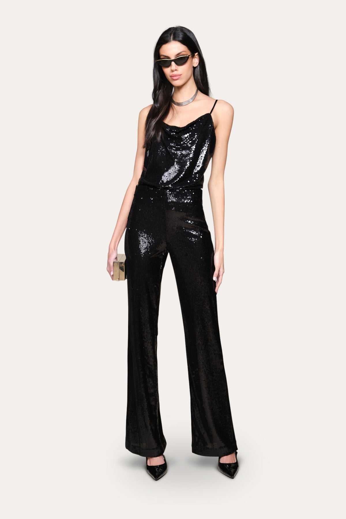 Sequined Draped Camisole