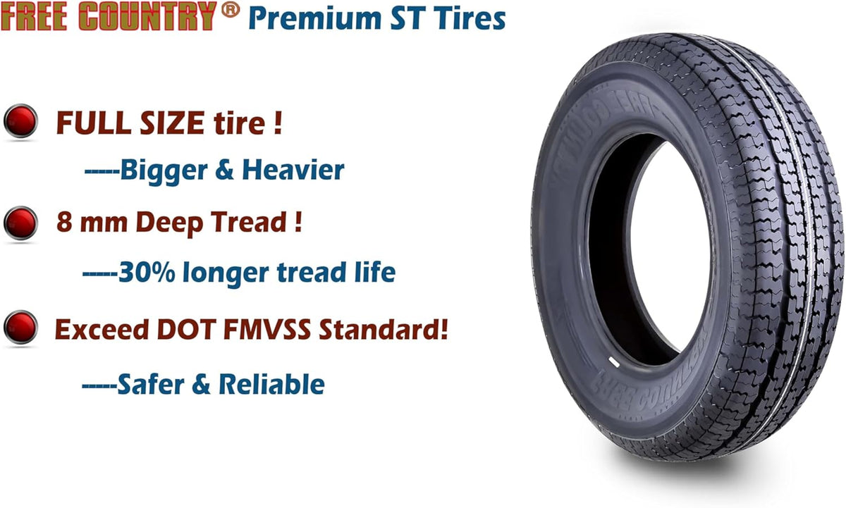 Libra Trailer Parts set of 4 Heavy Duty Trailer Tires ST205/75R15 205 75 15 10-Ply Load Range E Steel Belted Radial w/Scuff Guard