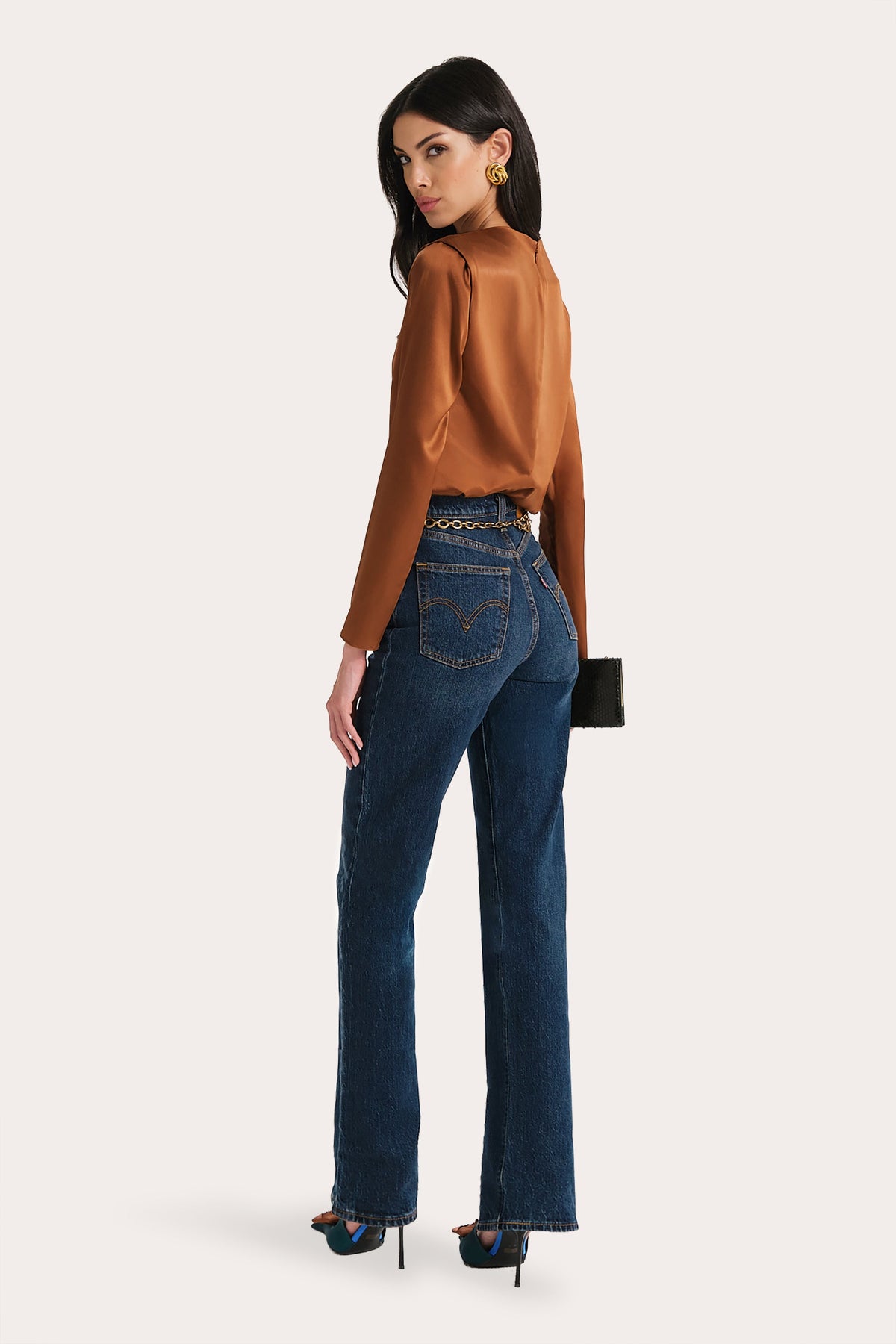 Leah Silk Charmeuse Ruched Long Sleeve Shirt