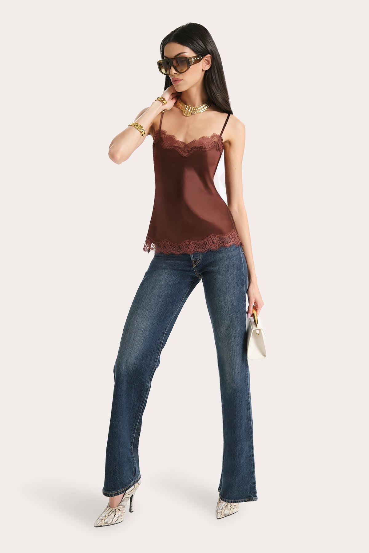 Brooke Silk Charmeuse Lace Trim Cami