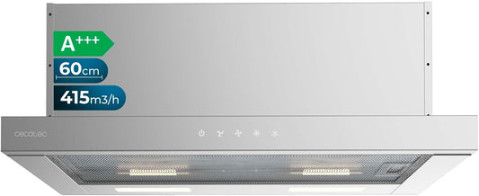 Cecotec TLT 604000 hotte aspirante, 60 cm, 415 m³/h, avec éclairage LED, acier inoxydable, aluminium, 3 vitesses