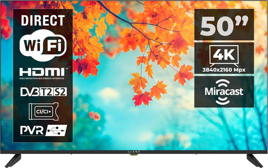 Téléviseur DVB-T2/S2/C, 300 mm, 50 pouces, avec Wi-Fi, métal, 4K, Bluetooth, KIANO