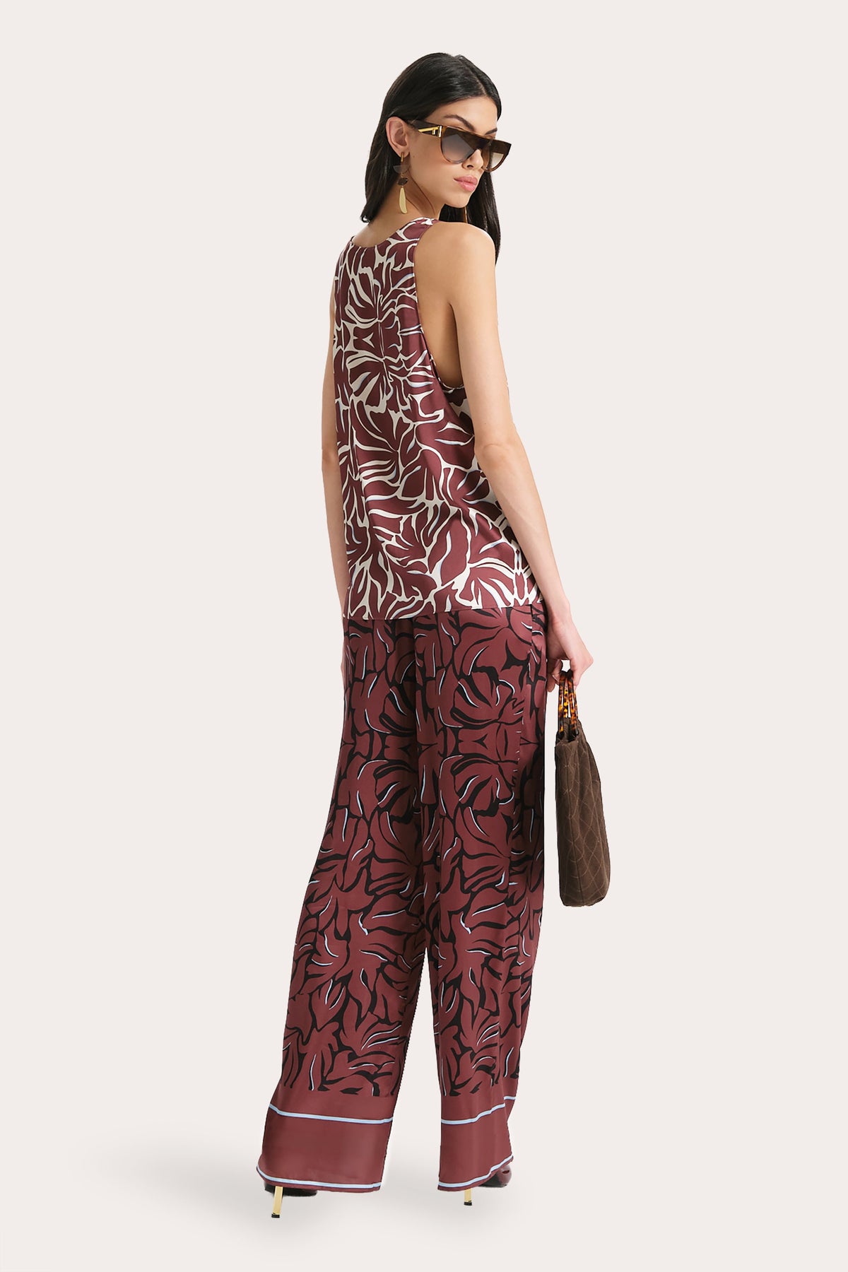 Naya Silk Charmeuse Coral Print Top