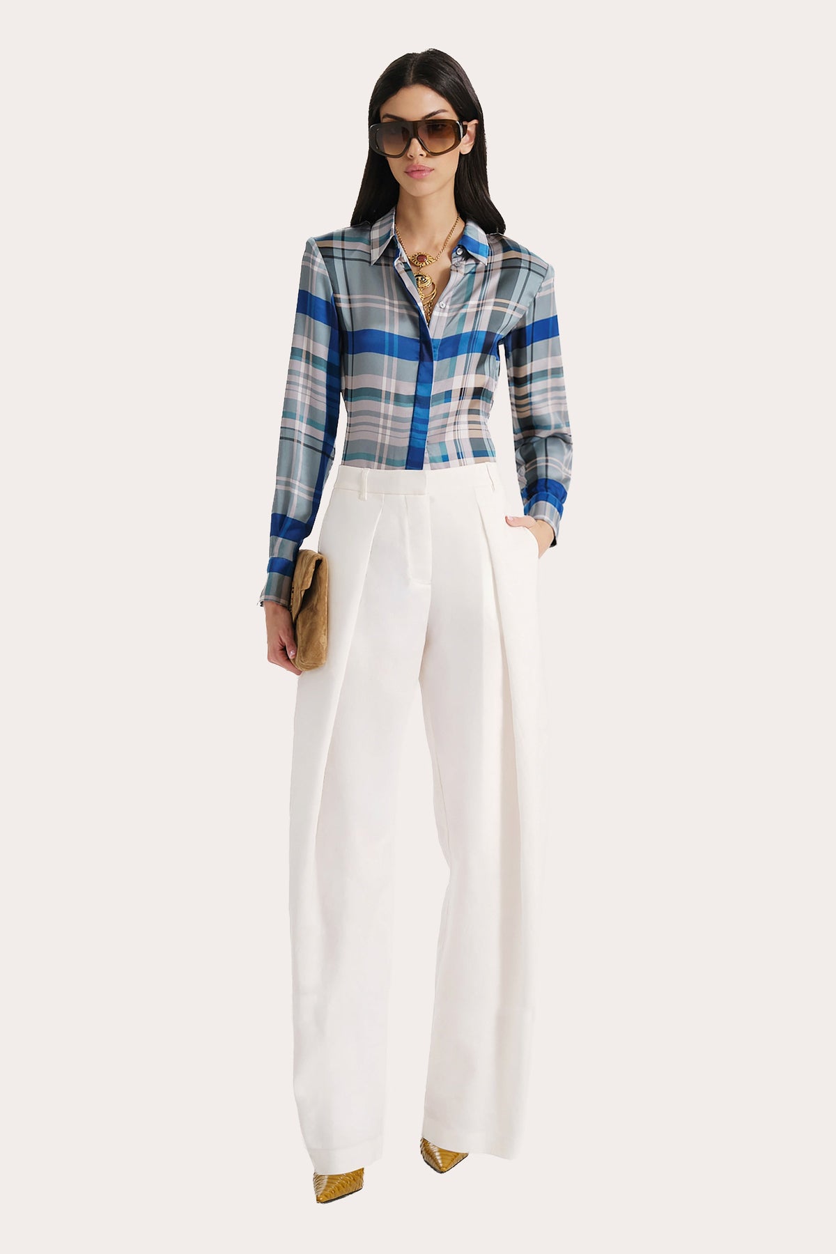 Emma Tailored Silk Charmeuse Blouse