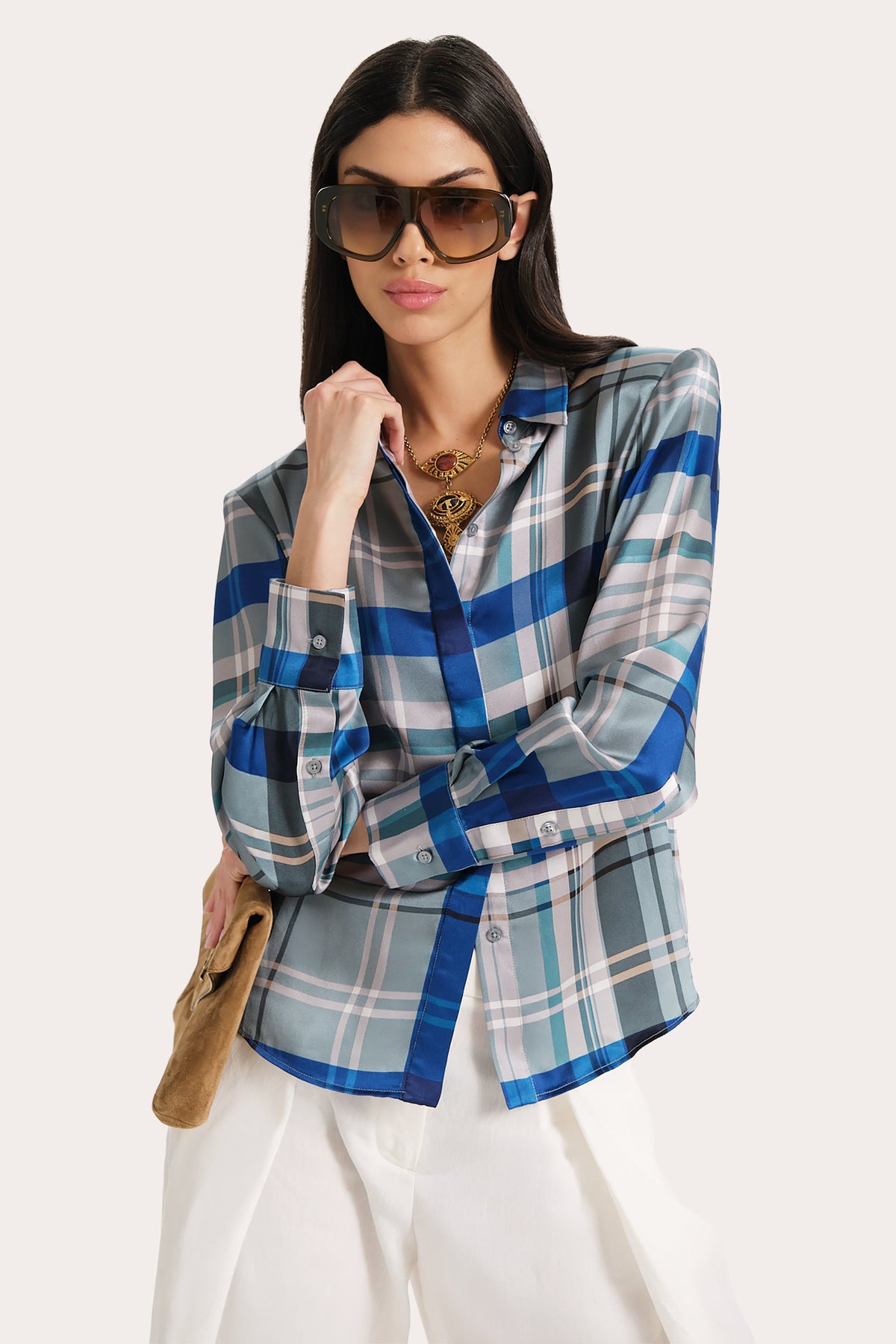 Emma Tailored Silk Charmeuse Blouse