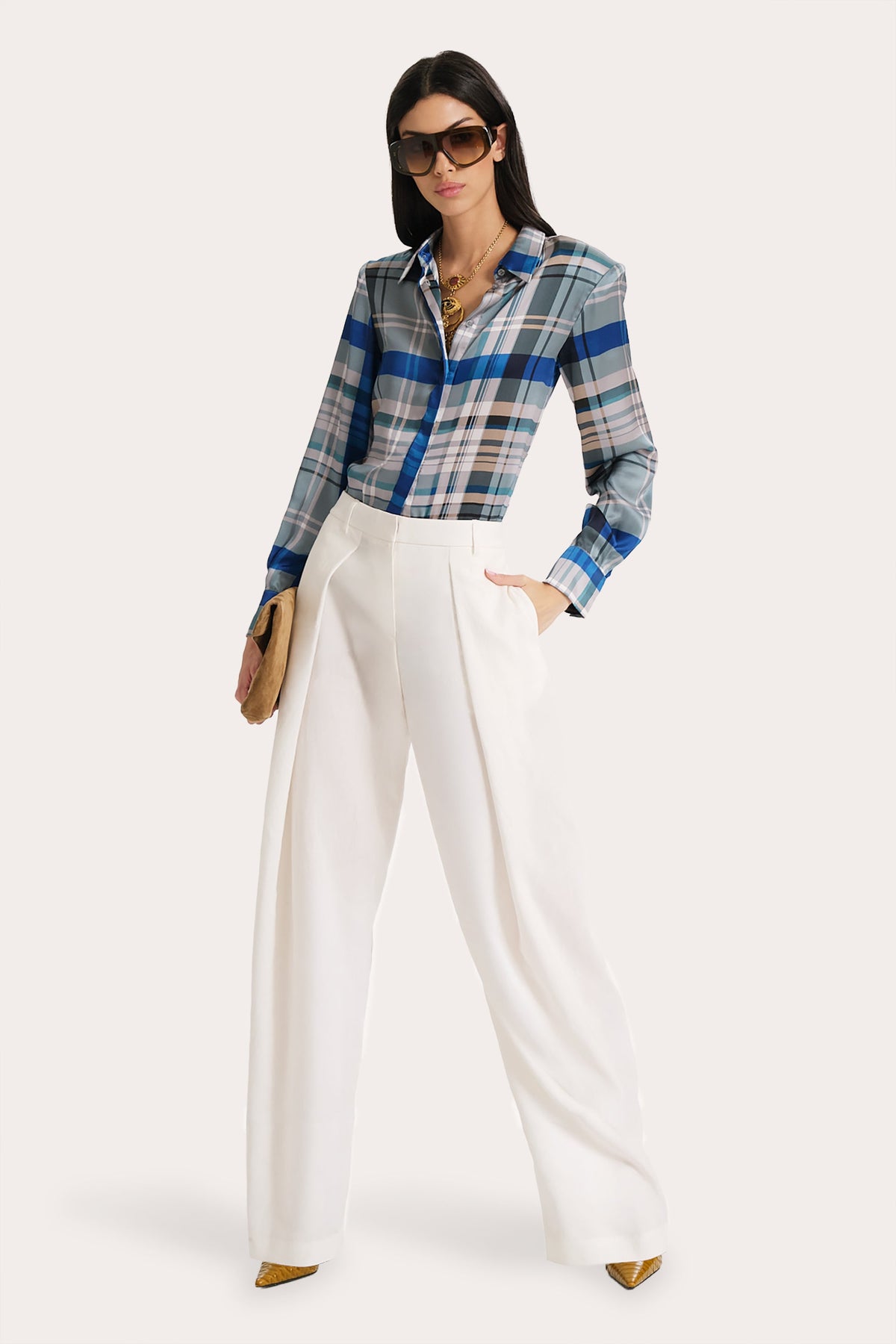 Emma Tailored Silk Charmeuse Blouse