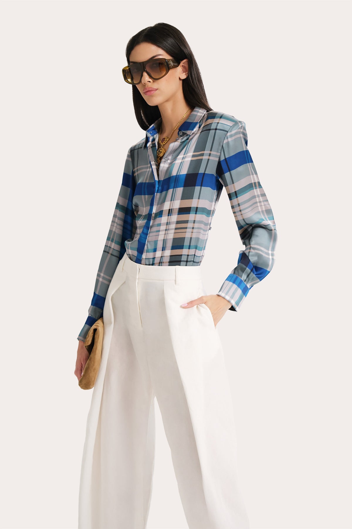 Emma Tailored Silk Charmeuse Blouse